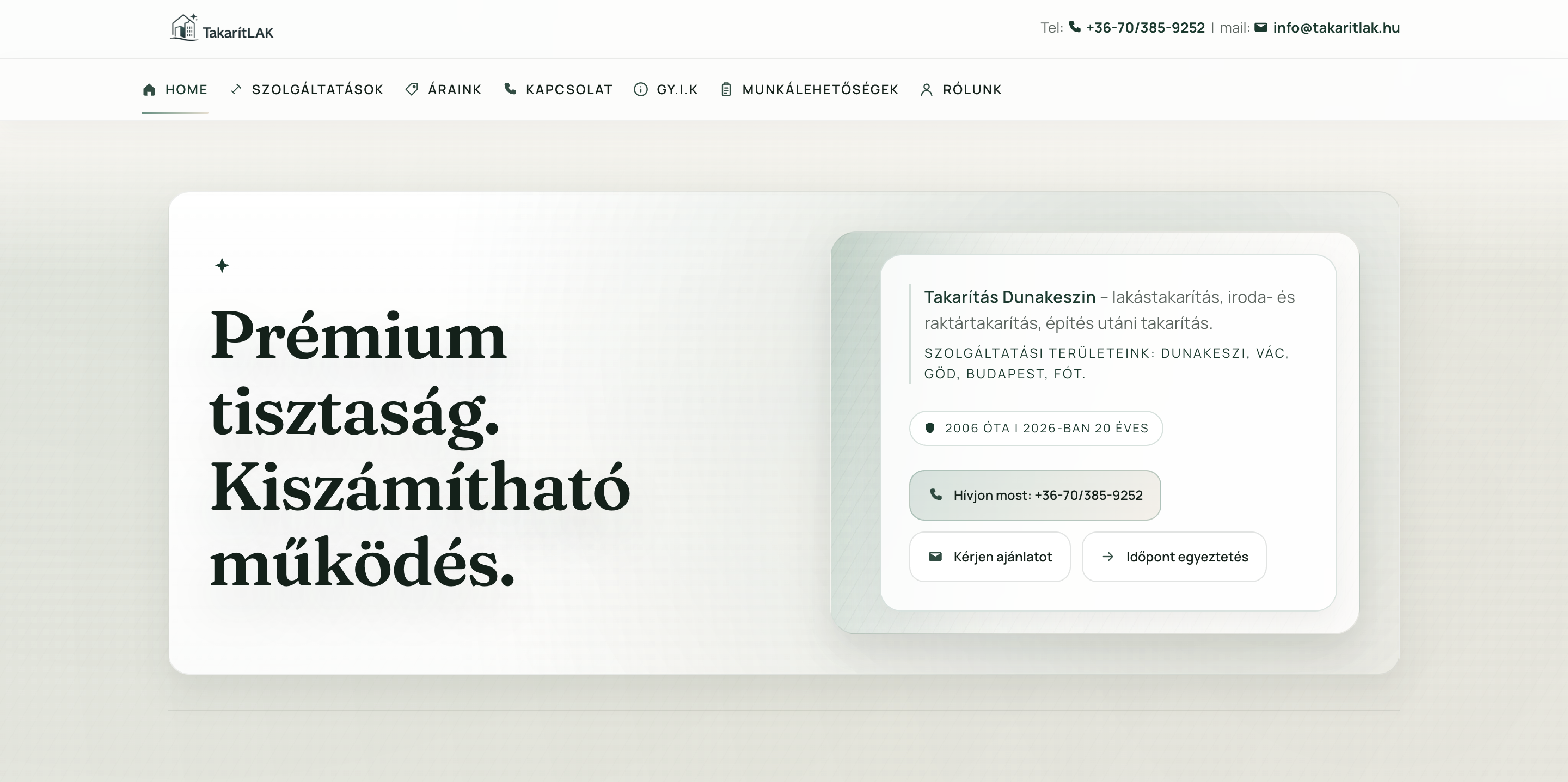 Takarít LAK website preview